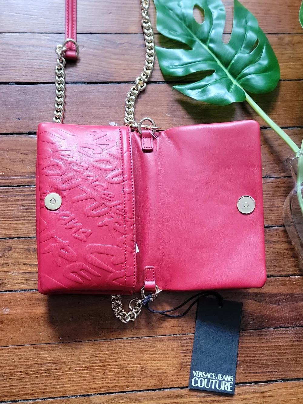 Versace Jeans Couture Red Shoulder Bag with Gold Chain (NWT)